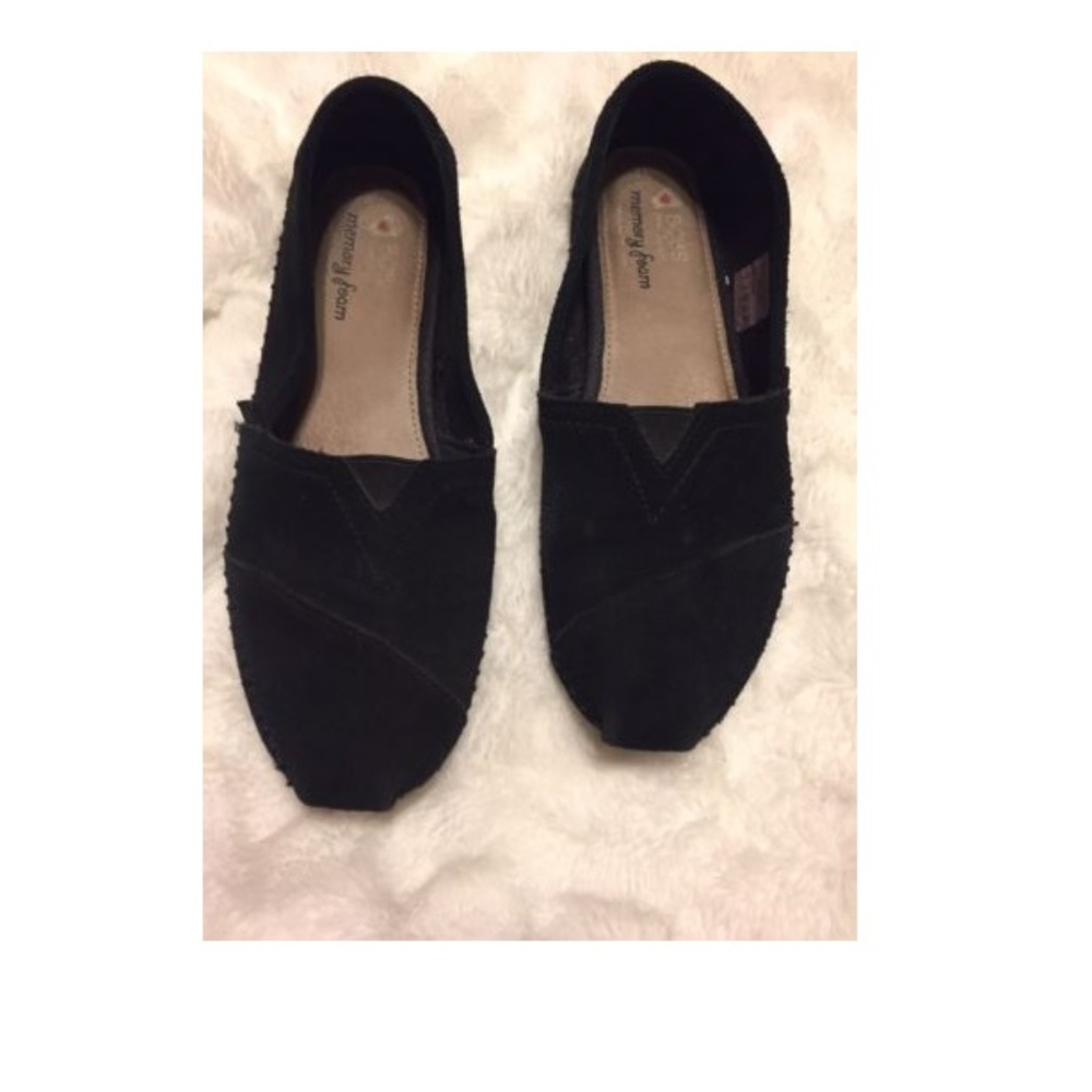 Womens 8 Bobs Black Suede Leather Bobs Memory Foam